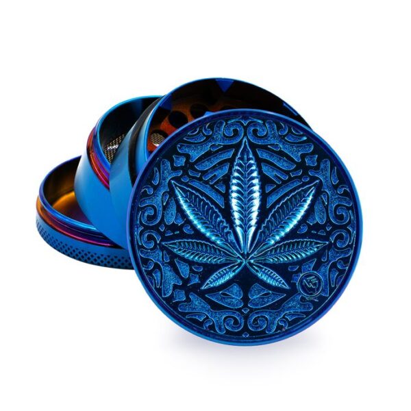 Fire-Flow Metalen Wiet Grinder Icy Blue Trance Leaf