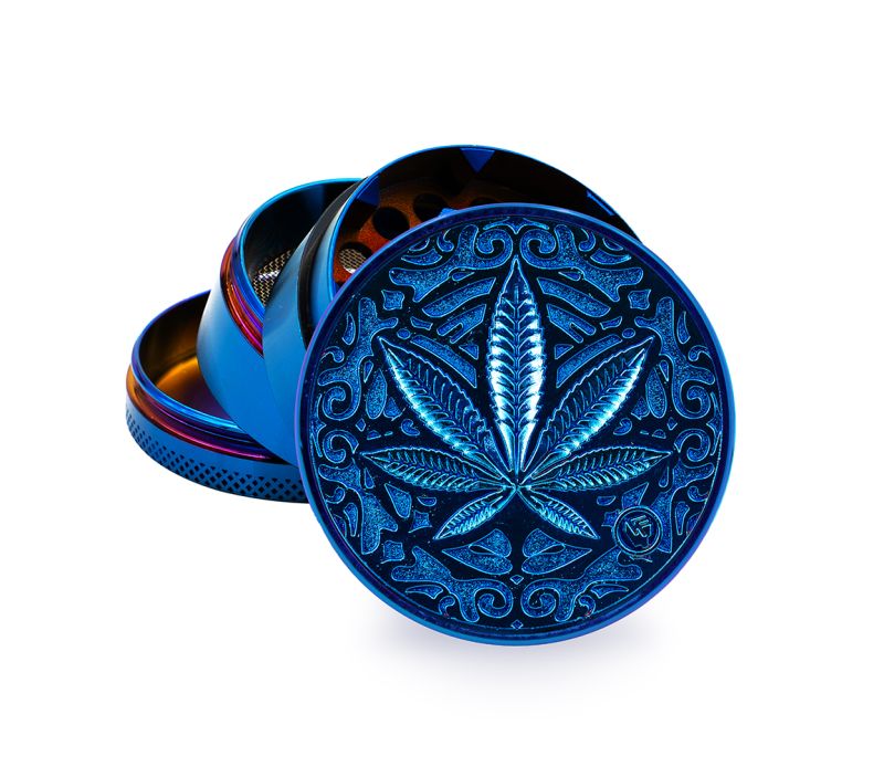 Fire-Flow Metalen Wiet Grinder Icy Blue Trance Leaf