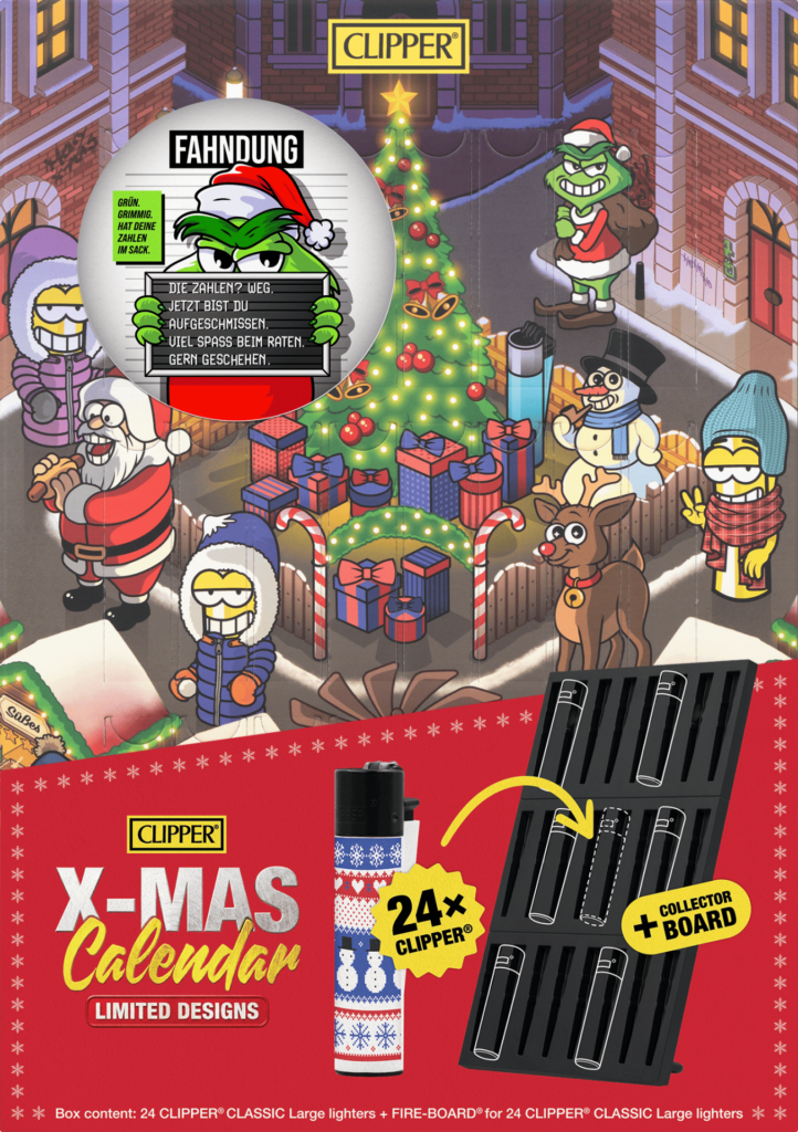 Clipper Adventskalender 2026 met 24 aanstekers en FIRE-BOARD