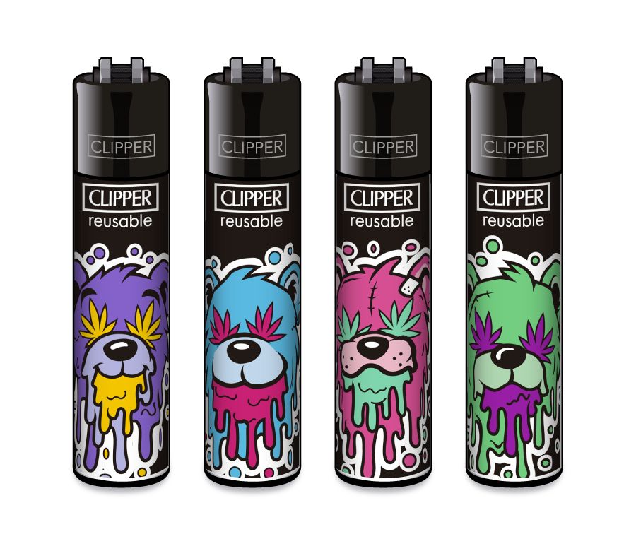Clipper Classic Juicy Bears aansteker set 4 stuks compleet